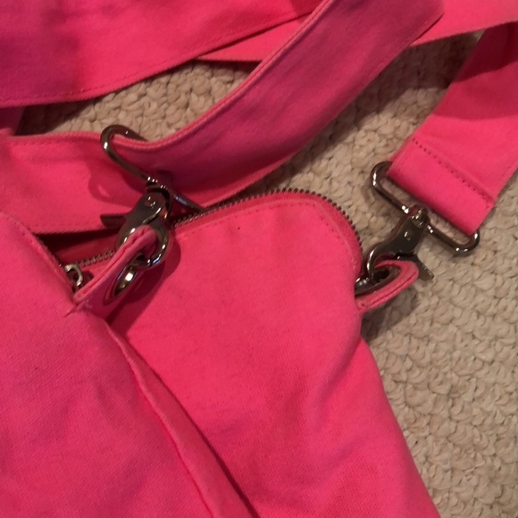 Victorias Secret Large Tote Shoulder Bag Bright Pink Strap Travel Beach Weekend - Picture 9 of 15